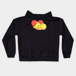 Kitty Sleeping with a Heart Shape Kids Hoodie